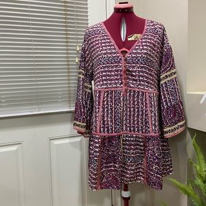 Maeve by Anthropology women 100% Silk floral 3/4 sleeves tunic. Size M. Used.